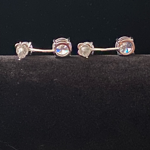 Platinum-Plated Front Back 2 in 1 CZ Stud and Ear Jacket Earrings (5 cttw) - Picture 3 of 6